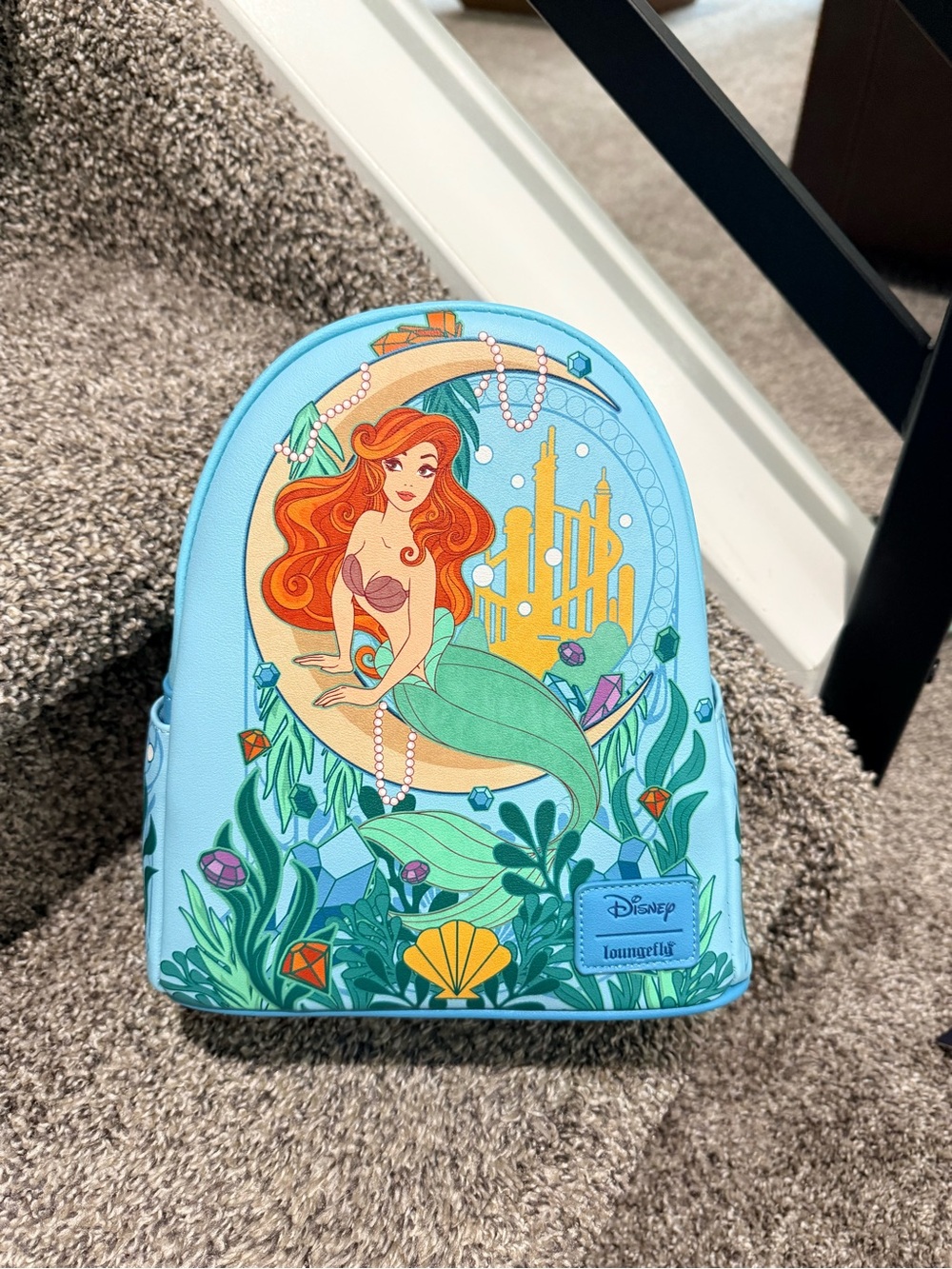 Loungefly Ariel Mermaid Mini Backpack - Light Blue, Green, Coral